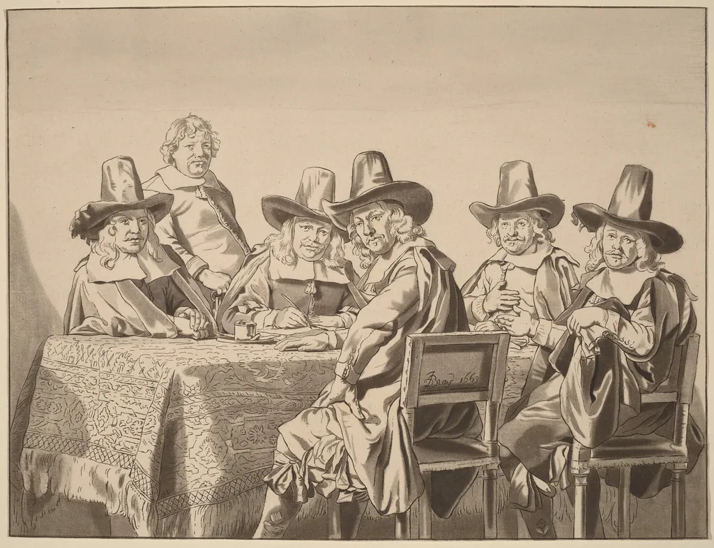 Directors of the Orphan Asylum of Haarlem, by Cornelis Ploos van Amstel, ink, 1777