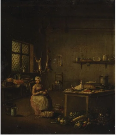 An Interior with Woman and Still Life, detail