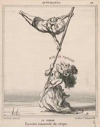 La perche, by Honoré Daumier, ink, 1870