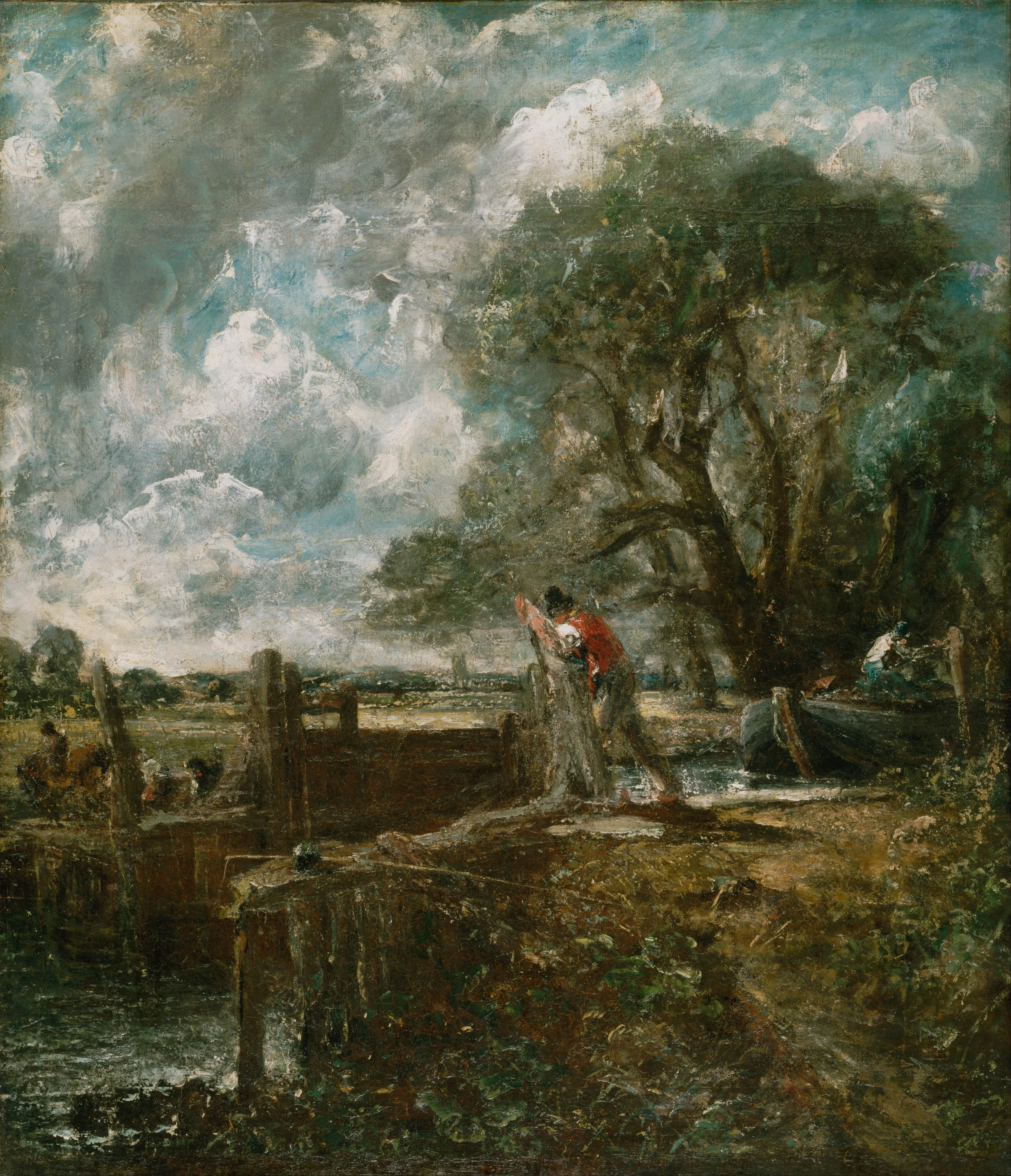 Sketch for A Boat Passing a Lock, detail