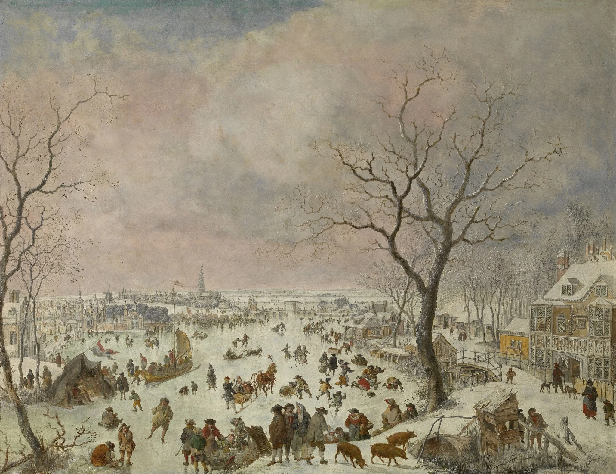 Winter Pleasures on the Ice, detail
