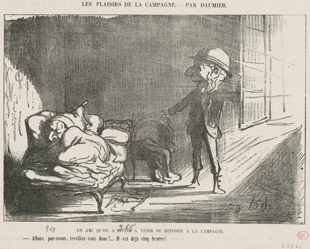 Un ami qu'on a invité ..., by Honoré Daumier, ink, 1865