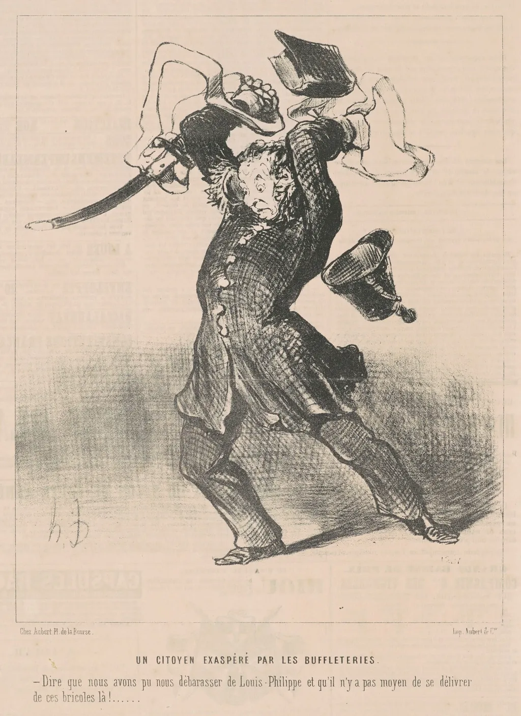 Un citoyen exaspéré par les buffleteries, by Honoré Daumier, ink, 1848