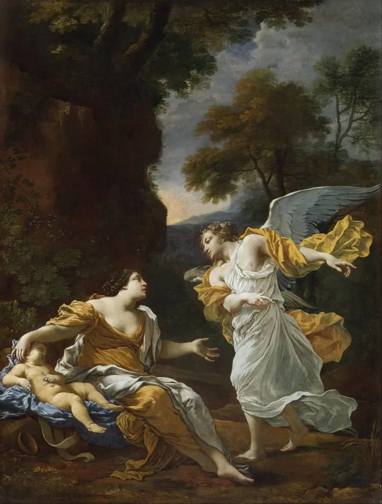 Hagar and the Angel, by Michel Dorigny, oil, 1645