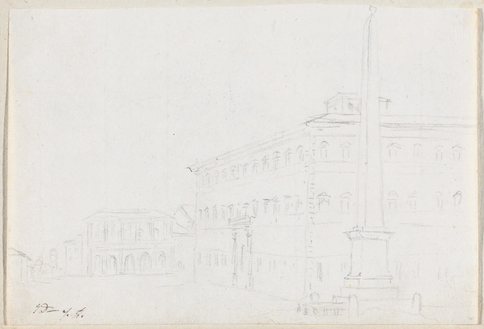 A Piazza with an Obelisk, detail