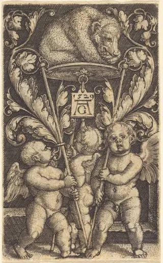 Three Cupids and a Bear, by Heinrich Aldegrever, 1529