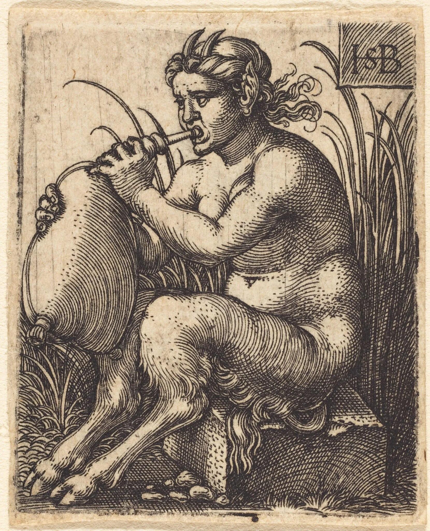Female Satyr Playing a Bagpipe, detail