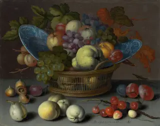 Basket of Fruits, by Balthasar van der Ast, oil, 1622