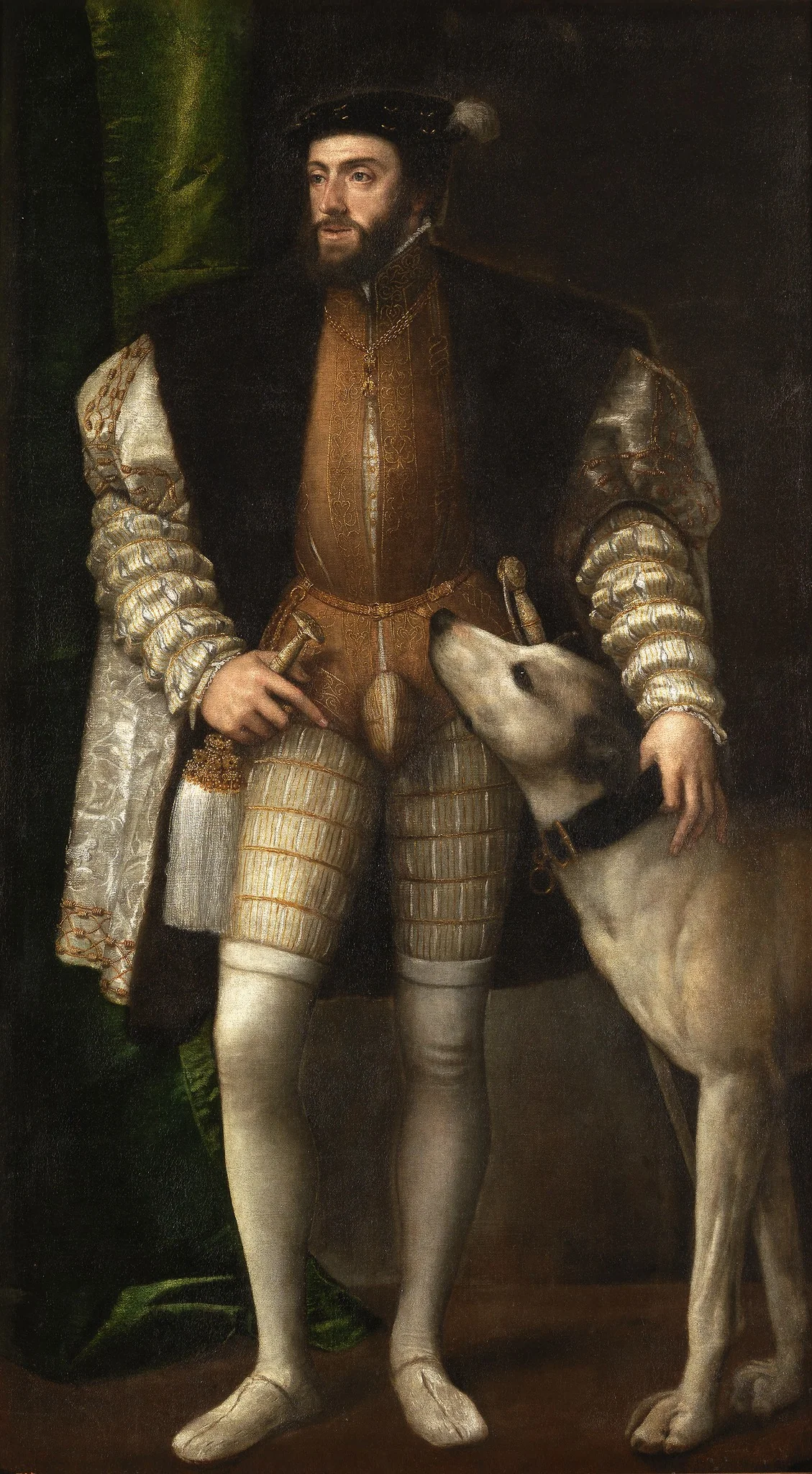 Portrait of Charles V with a Dog, detail