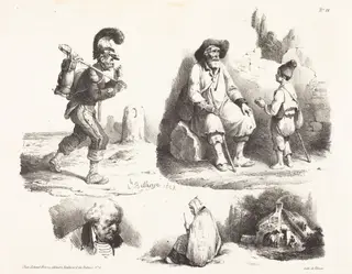 Five Vignettes, by Hippolyte Bellangé, ink, 1830
