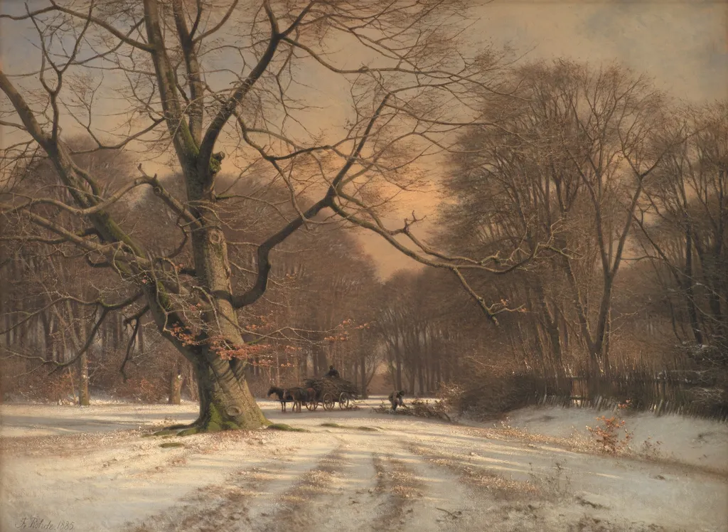Vinterlandskab. Motiv fra Jægersborg Dyrehave, by Frederik Rohde, oil