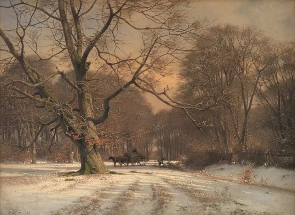 Vinterlandskab. Motiv fra Jægersborg Dyrehave, by Frederik Rohde, oil