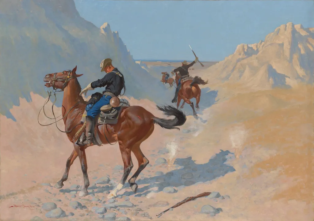 The Advance-Guard, or The Military Sacrifice (The Ambush), by Frederic Remington, oil, 1890