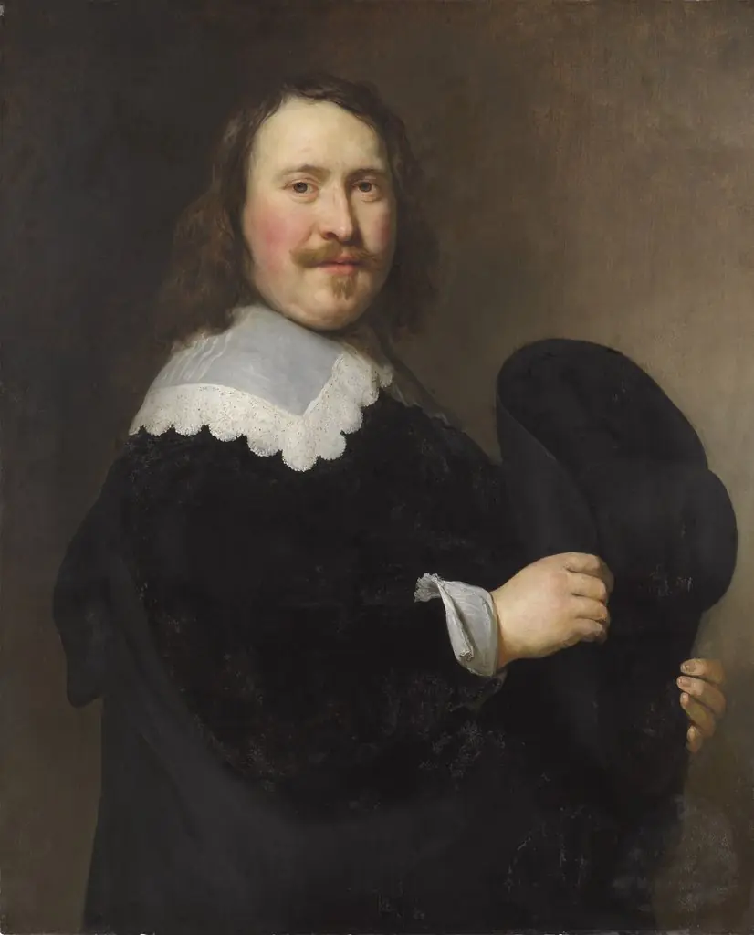 Portrait of a Man with a Hat, by Govert Flinck, oil, 1641