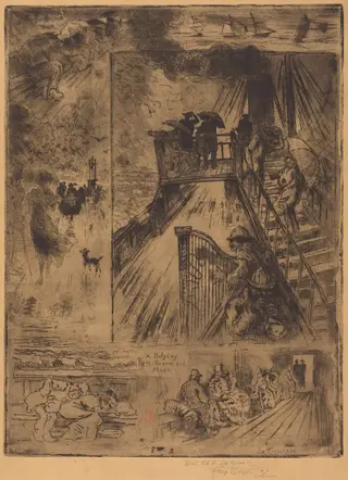 La Traversée (The Passage), by Félix-Hilaire Buhot, ink, 1882