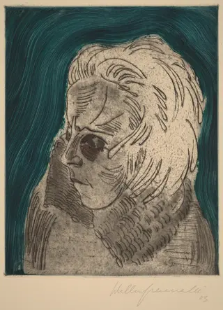 Tired Woman, Sonia Gramatté (Müder Mädchenkopf, Sonia Gramatté), by Walter Gramatté, ink, 1923