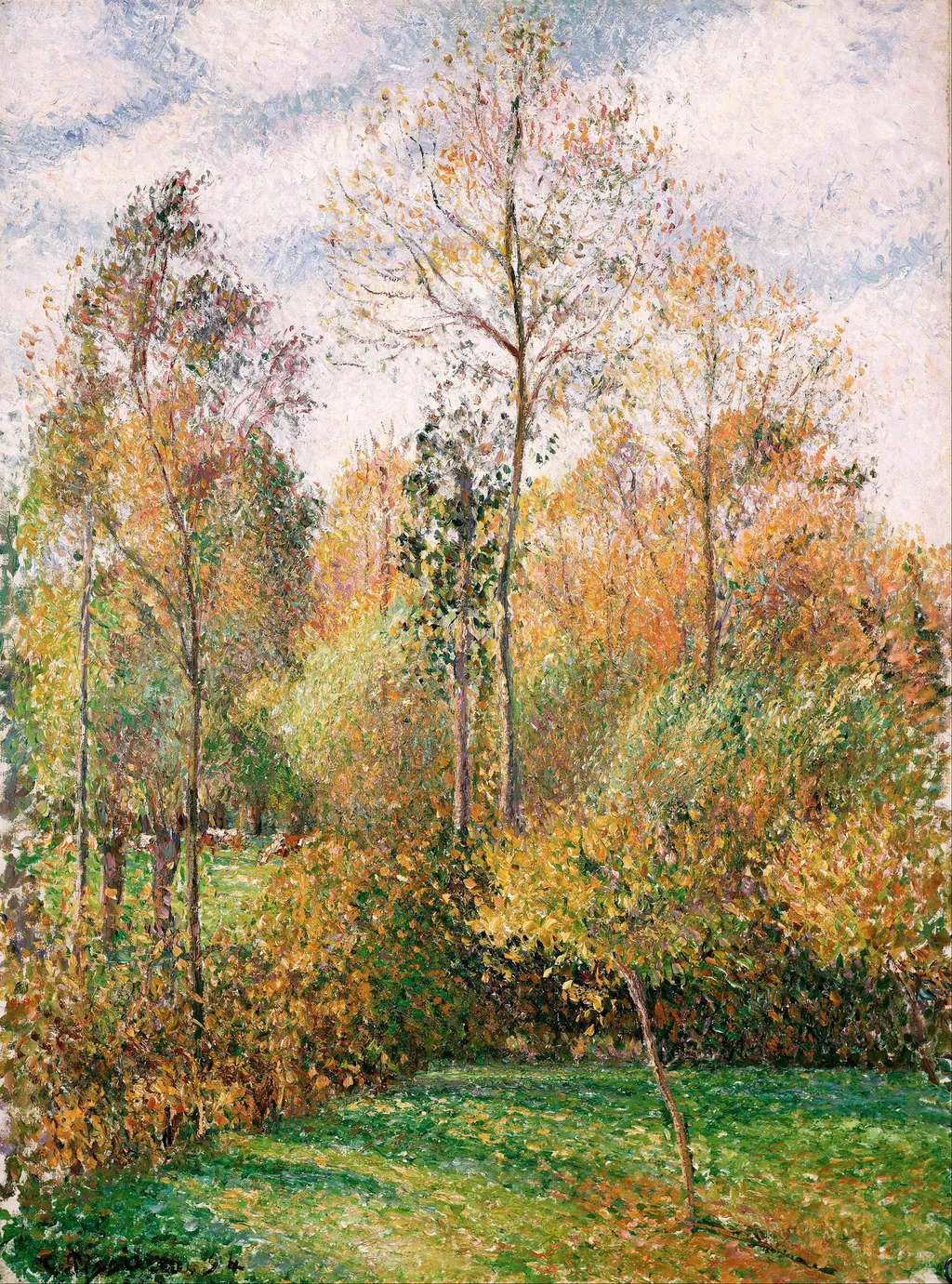 Autumn, Poplars, Éragny, by Camille Pissarro, oil, 1898
