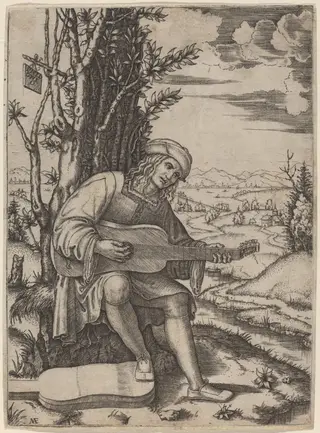 Giovanni Filoteo Achillini, by Marcantonio Raimondi, ink, 1517