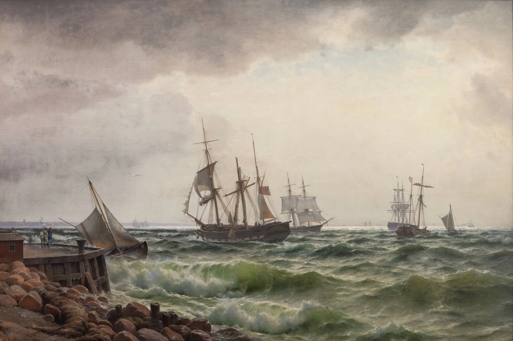 Skibe under land efter en byge, detail