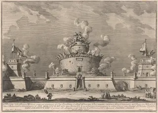The Prima Macchina for the Chinea of 1759: A Fortress, by Giuseppe Vasi, ink, 1759