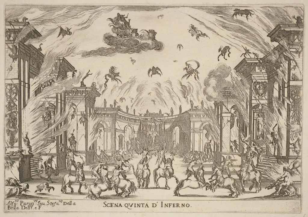 Scena Quinta di'Inferno, by Stefano Della Bella, ink, 1637