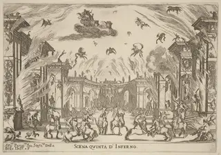 Scena Quinta di'Inferno, by Stefano Della Bella, ink, 1637