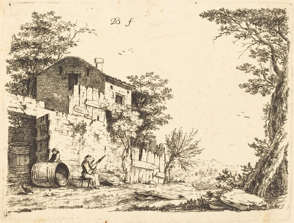 The Spinner, by Jean-Jacques de Boissieu, ink, 1759