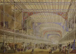 Interior of the Crystal Palace, by William R.I. F.R.G.S. Simpson, watercolor, 1851