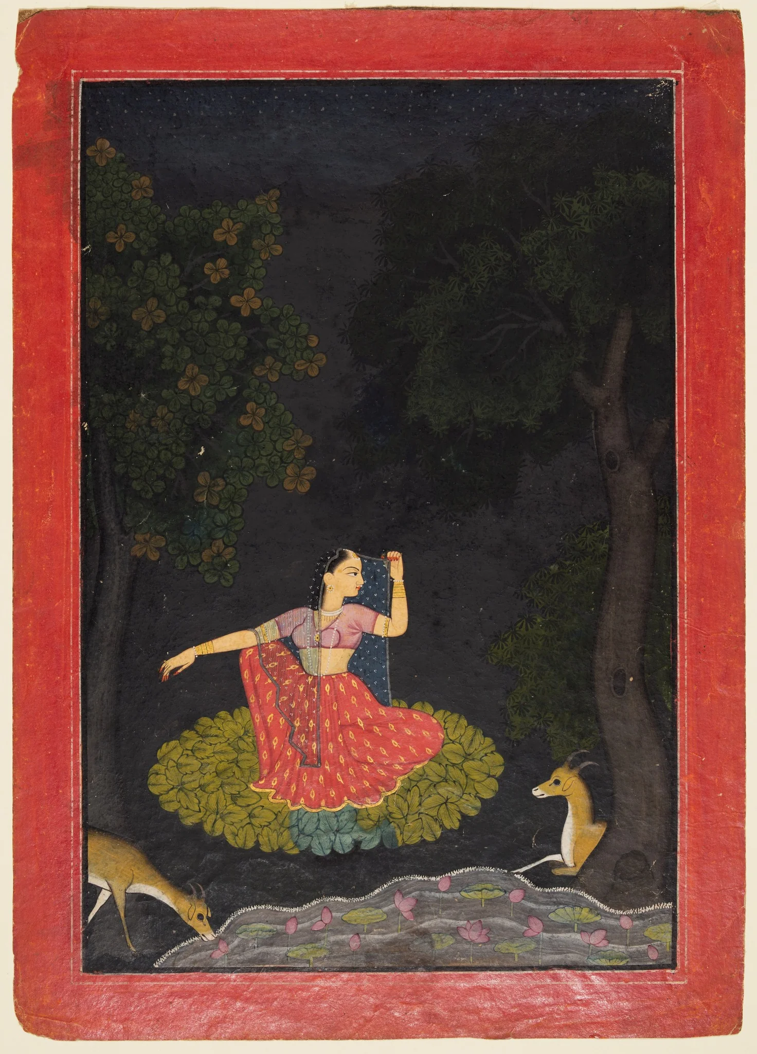 A Heroine Waiting for Her Paramour: Vasakasajja Nayika, from a Nurpur Rasikapriya, detail