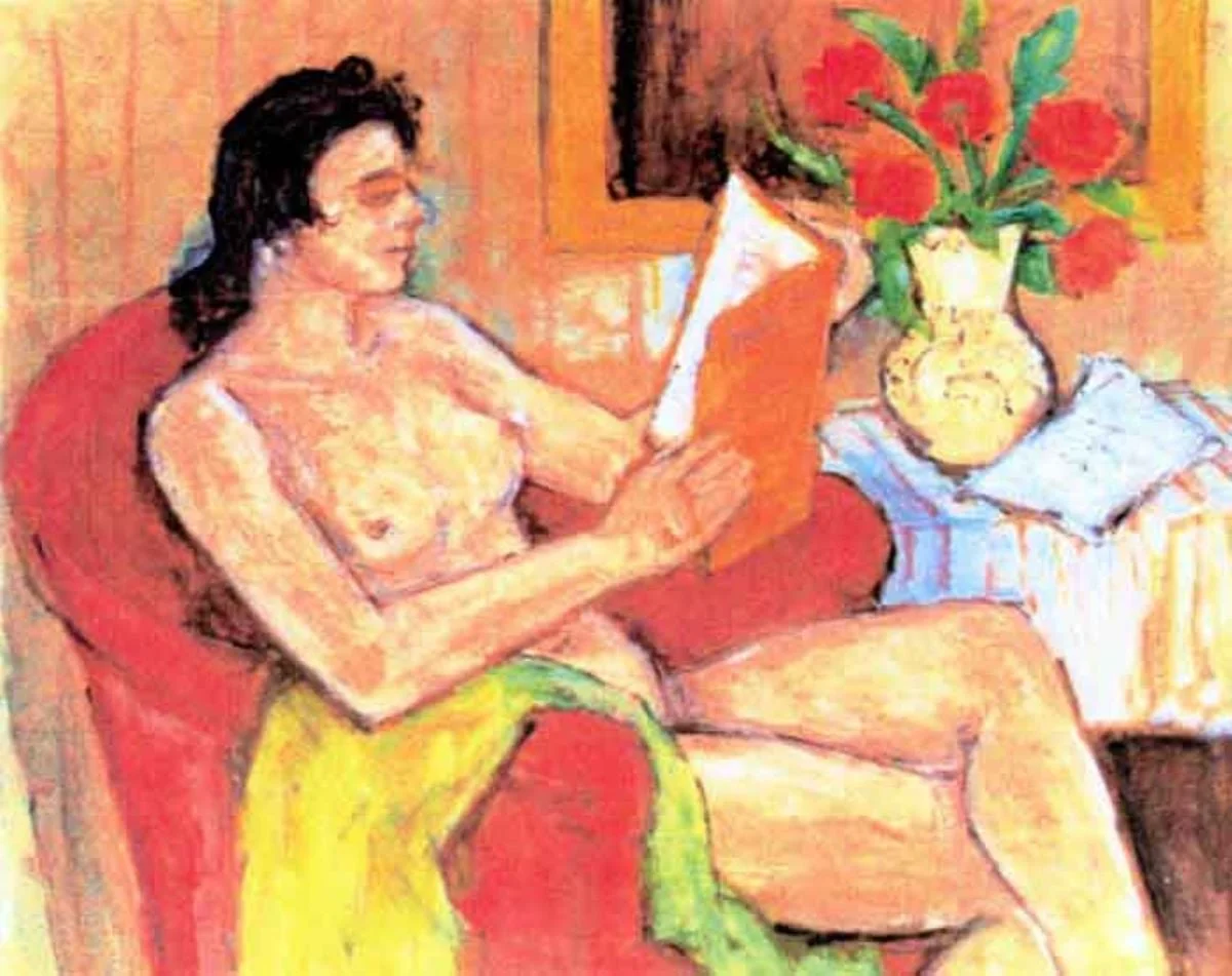 Femeie nud (cu carte), detail
