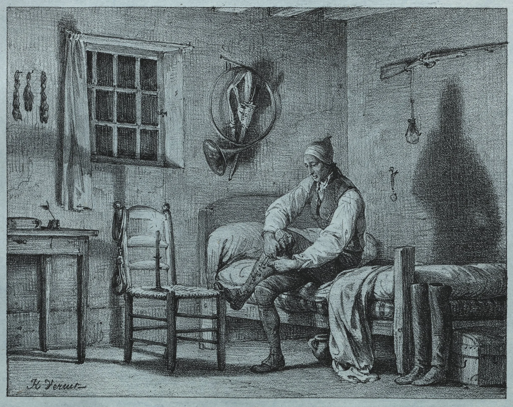 The Man-Servant of Limier Rising from Bed, detail