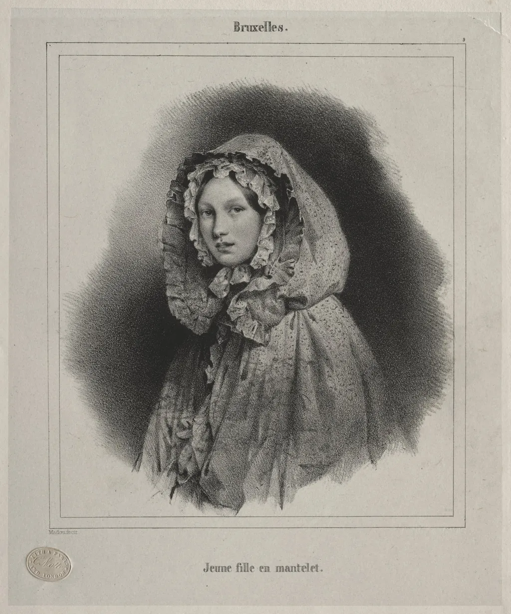 Brussels:  Young Girl in a Cape, by Jean Baptiste Madou, 1836