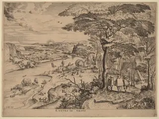 Euntes in Emaus (The Pilgrims to Emmaus), by Johannes van Doetechum the Elder, ink, 1556