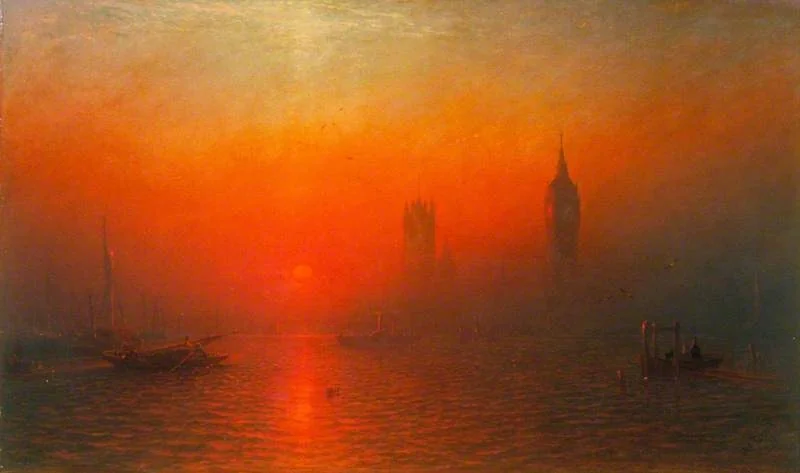 The Houses of Parliament from the River, detail
