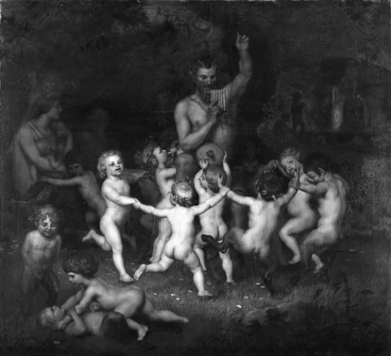 Woodland Deities Sourrounded by Dancing Bacchantes and Children Playing, detail
