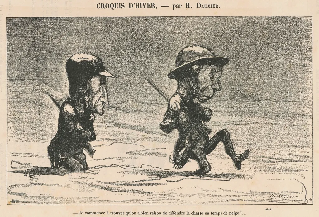 Je commence a trouver ... en temps de neige! ..., by Honoré Daumier, ink, 1864