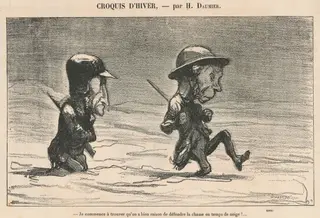 Je commence a trouver ... en temps de neige! ..., by Honoré Daumier, ink, 1864