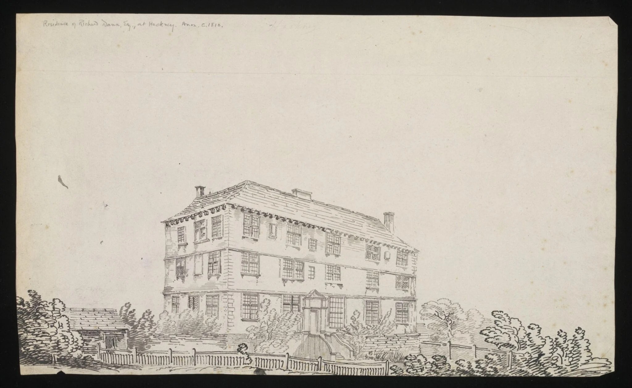 Residence of Richard Dann, Esq., at Hackney, detail