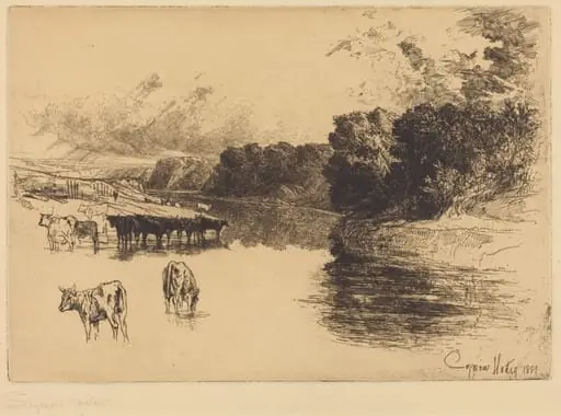 A Lancashire River, by Francis Seymour Haden, ink, 1881