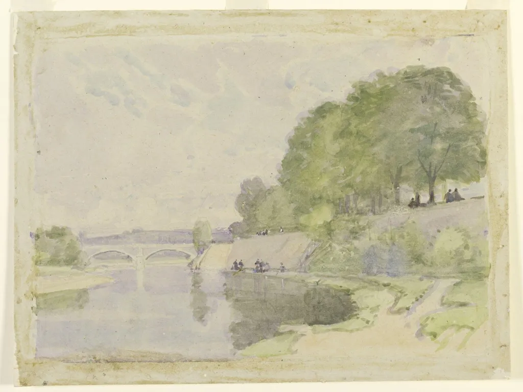 On the Loire: Morning, by Alfred East, watercolor, 1880