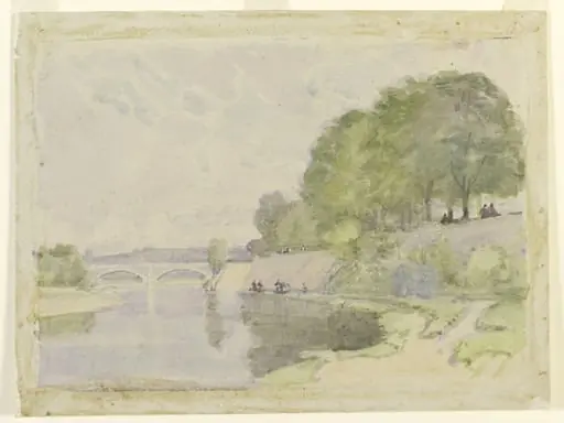 On the Loire: Morning, by Alfred East, watercolor, 1880