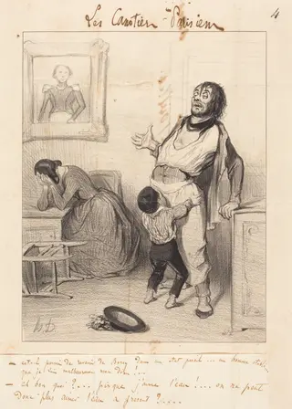 Est-il permis de revenir... dans un état pareil..., by Honoré Daumier, ink, 1843