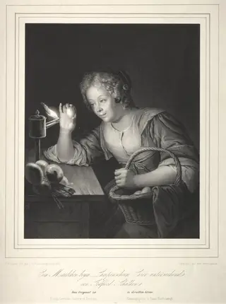 Girl Candling Eggs, by Franz Seraph Hanfstaengl, 1840