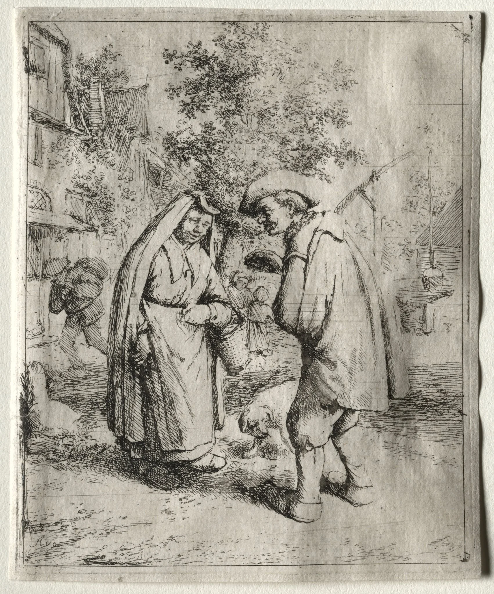 Man Conversing with a Woman, detail