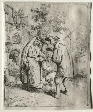 Man Conversing with a Woman, by Adriaen van Ostade, 1648