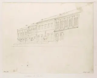 Four of the 'factories' (trading bases) at Canton (Guangzhou), by George Chinnery, 19