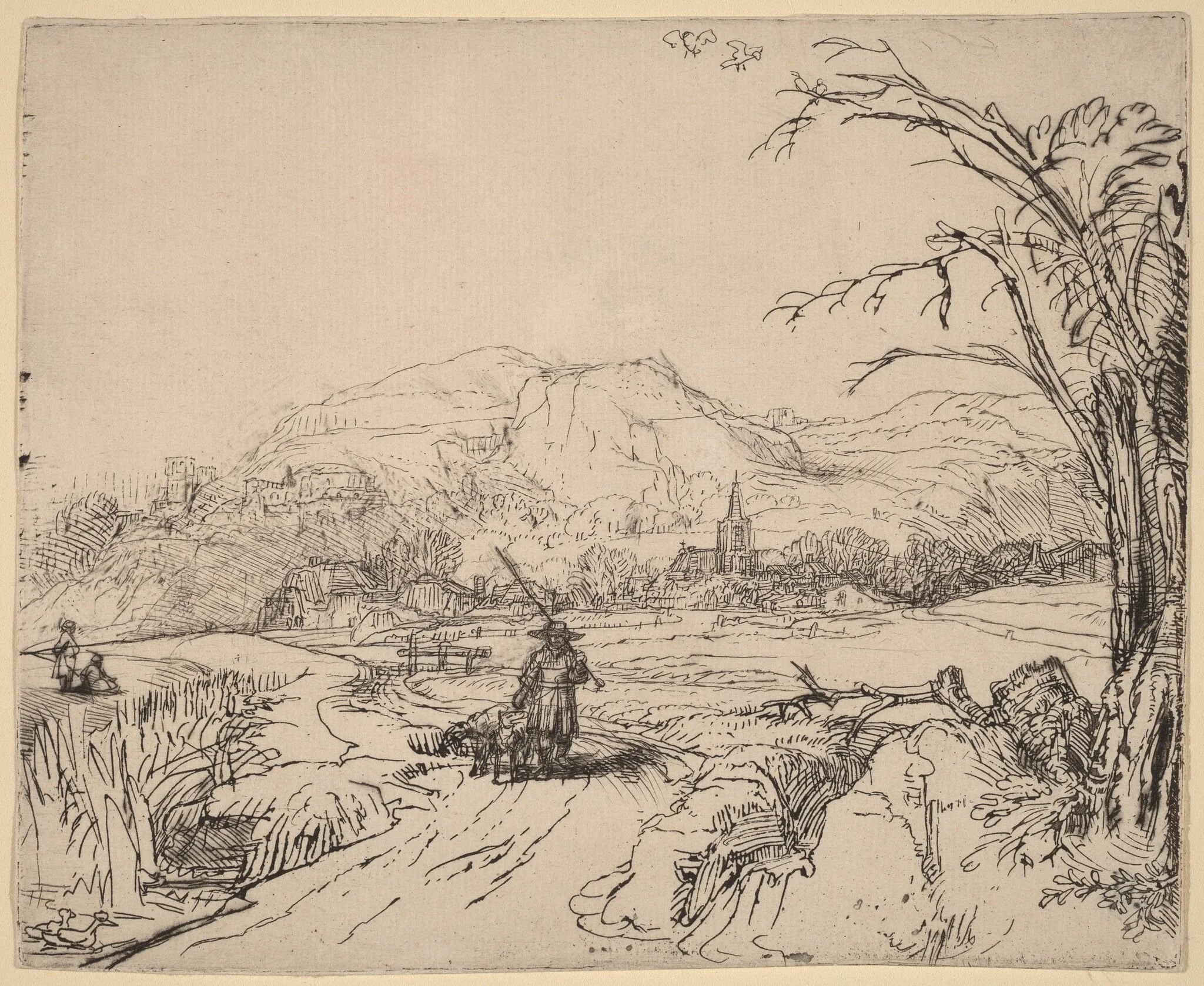 Landscape with Sportsman and Dog, detail