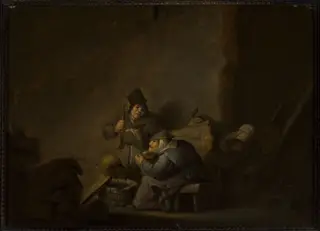 Genre scene in an interior, by Adriaen van Ostade, oil