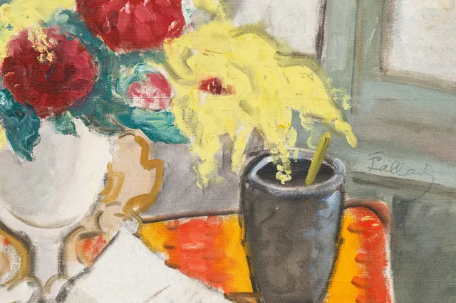 Theodor Pallady, Natură moartă cu carte și flori. A still life that argues for the table edge over the illusion of depth.