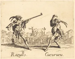 Razullo and Cucurucu, by Jacques Callot, ink, 1622